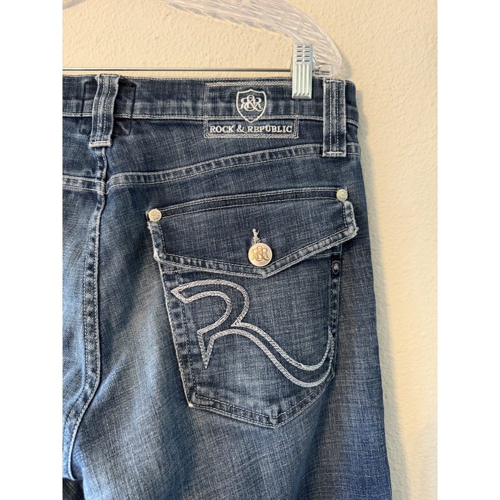 Rock Republic Jeans Mens Size 34X33 Medium Wash‎ Straight Leg Stretch Denim
